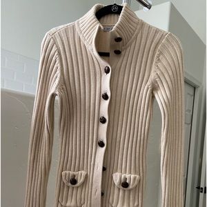 Cream chunky cardigan sweater - size small
